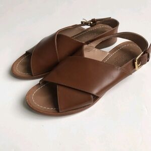Kate Spade Womens Sandals Brown Leather Straps Side Buckles 3/4" Heel Size 6 M